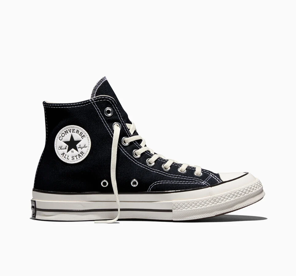 Black canvas high-top trainer